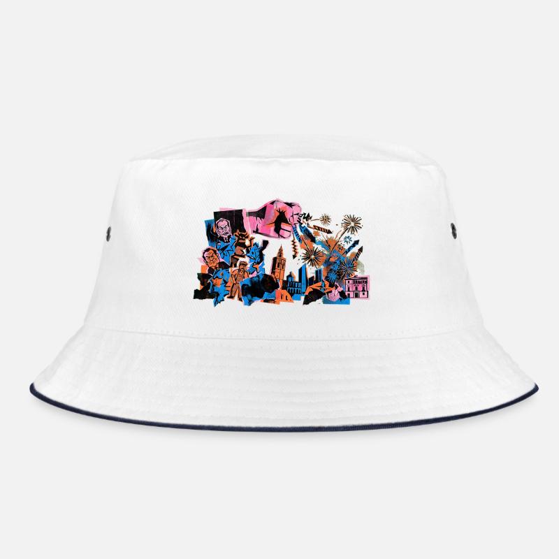 Fallas De Valencia Feuerwerk Risographie Bucket Hat