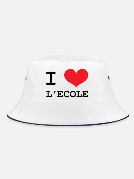 J'aime l'École : Design Scolaire Coeur Rouge Love - Bob - blanc/marine - Devant