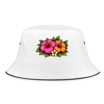 Fleurs tropicales d’hibiscus - Bob - blanc/marine - Devant
