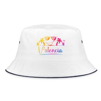 Valencia Strandfarben - Bucket Hat - Weiß/Navy - Vorne