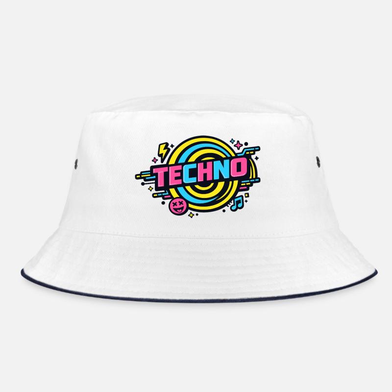 Techno Neon Retro Kreis Bucket Hat