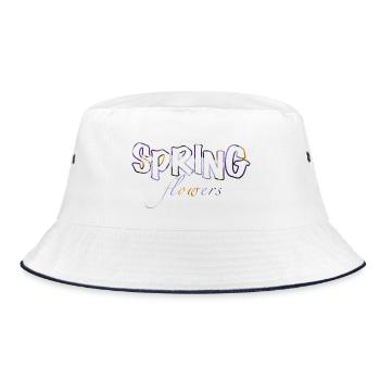 Frühlingsblüten Farben der Krokusse - Bucket Hat - Weiß/Navy - Vorne