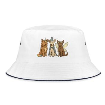 Mystic Paws – Fantasie Hunde - Australian Kelpie - Bucket Hat - Weiß/Navy - Vorne