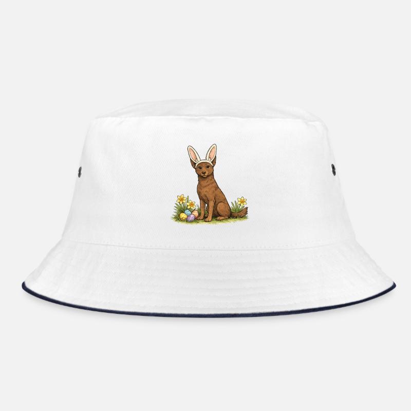 Spring Bunny Australian Kelpie Dog with Easter Eggs Bucket Hat