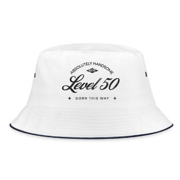 Jahrgang 1976 Level 50 - Bucket Hat - Weiß/Navy - Vorne