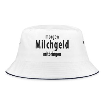 Milchgeld mitbringen Lustiger Schule Spruch - Bucket Hat - Weiß/Navy - Vorne