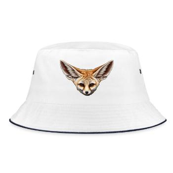 Fennek gesicht füchse Illustration Detailreich - Bucket Hat - Weiß/Navy - Vorne