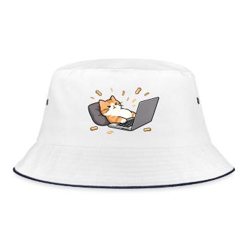 Chat geek en mode télétravail - Bob - blanc/marine - Devant