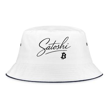 Satoshi Bitcoin Lettering Design Noir - Bob - blanc/marine - Devant