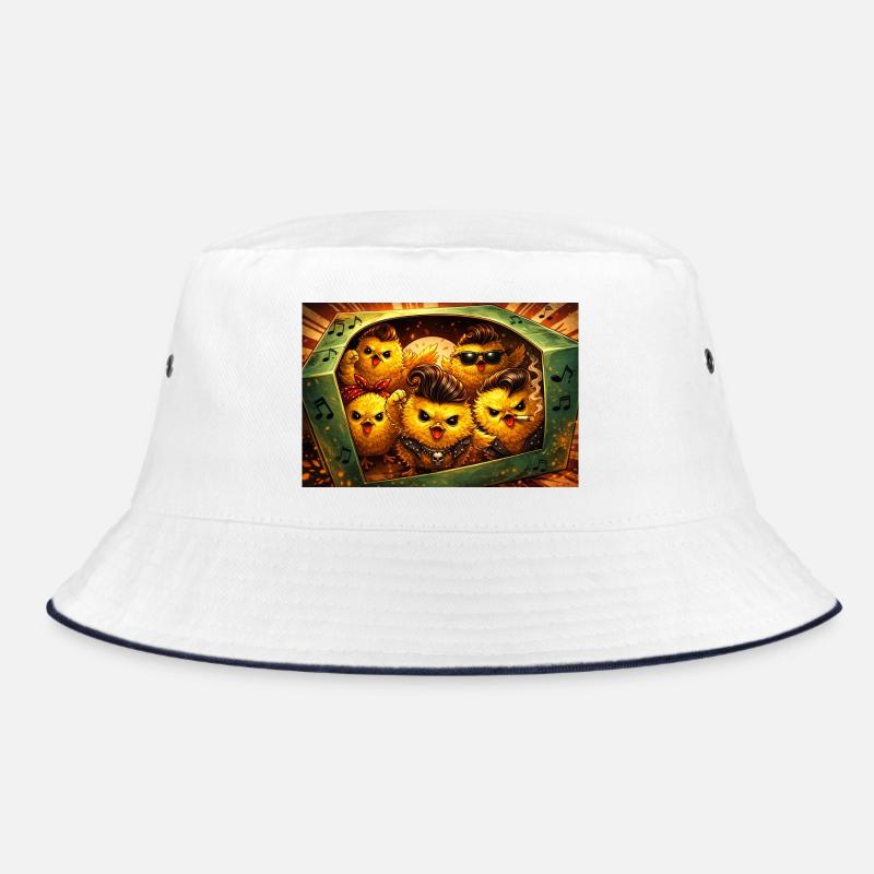 Rocking chick band in suitcase Bucket Hat