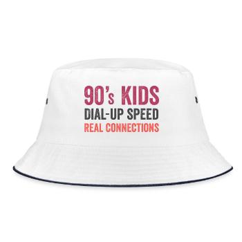 90s Kids - Dial Up Speed. Real Connections - Bucket Hat - white/navy - Front
