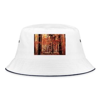 Herbstwald in Rot - Bucket Hat - Weiß/Navy - Vorne
