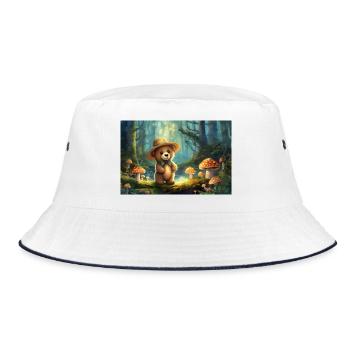Teddy bear in the fairytale forest - Bucket Hat - white/navy - Front