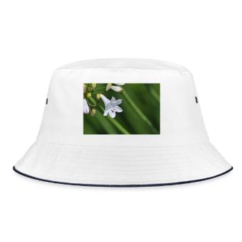 White Lily Flower Macro - Bucket Hat - white/navy - Front