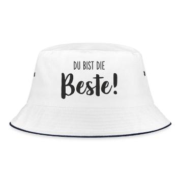 Du bist die Beste – Liebevolles Textdesign - Bucket Hat - Weiß/Navy - Vorne