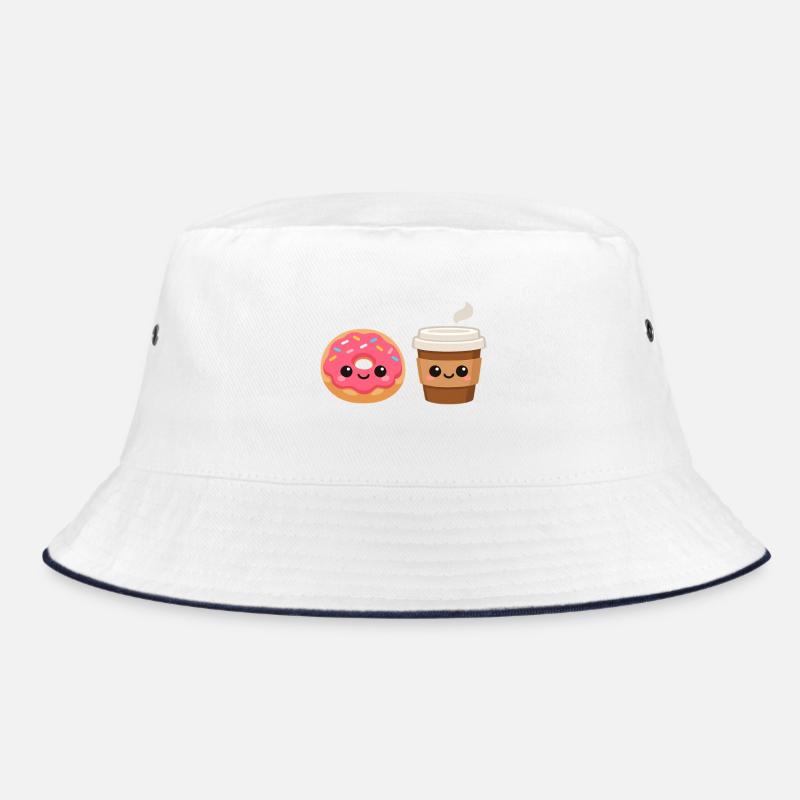 Donut- und Kaffeefreunde - Bucket Hat - Weiß/Navy