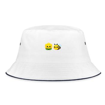 Sunny Bloom und Bee Duo Kawaii-Stil - Bucket Hat - Weiß/Navy - Vorne