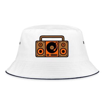 Retro Boombox Ghetto Blaster 80s - Bucket Hat - white/navy - Front
