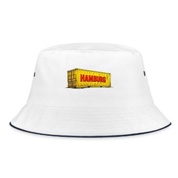 Hamburg Gelber Container Design - Bucket Hat - Weiß/Navy - Vorne