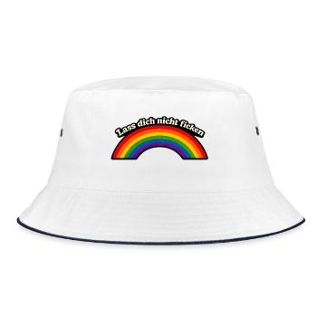 Lass dich nicht ficken x Regenbogen - Bucket Hat - Weiß/Navy - Vorne