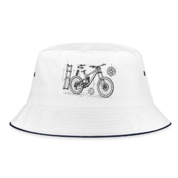 DH Bike Exploded Drawing - Geometry Sketch - Bucket Hat - white/navy - Front