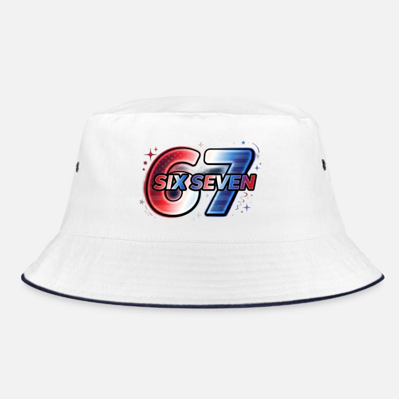 67 Neon – Rotes Blaues Sternen-Design Bucket Hat