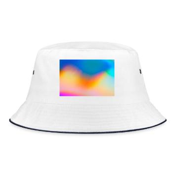Farbwellen Gradientkulisse - Bucket Hat - Weiß/Navy - Vorne