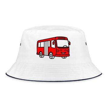 bus cartoon - Bucket Hat - white/navy - Front