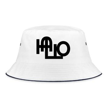 Hallo Begrüßung - Bucket Hat - Weiß/Navy - Vorne