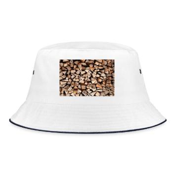 Affiche rustique de bois de chauffage en pile de bois - Bob - blanc/marine - Devant