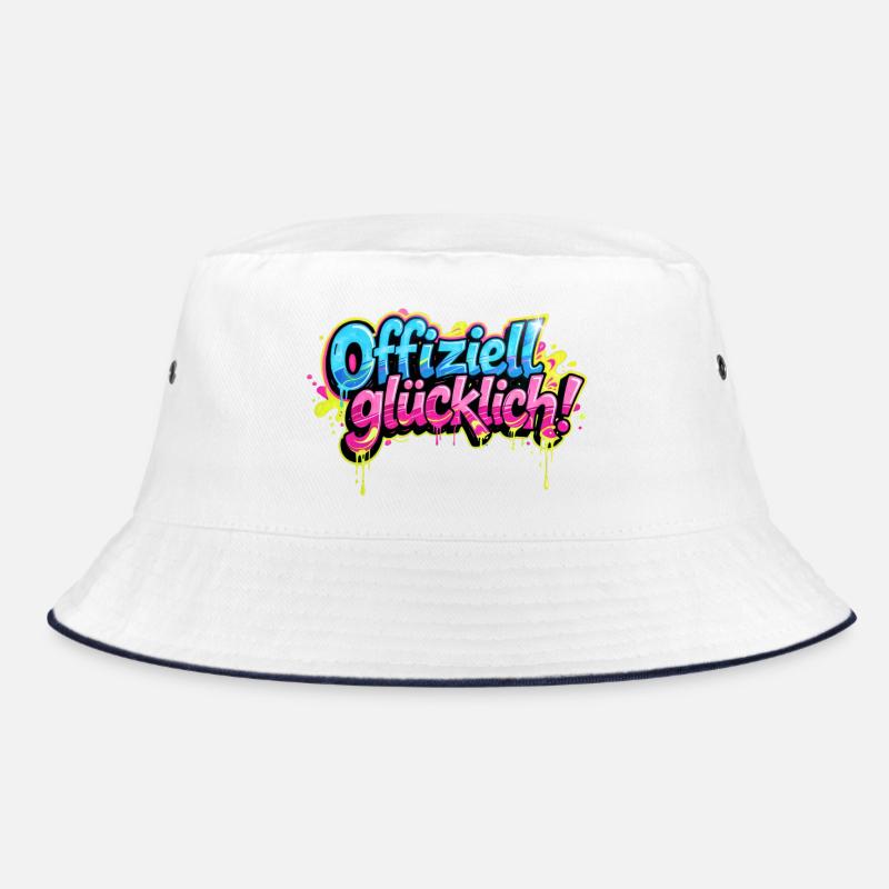 Offiziell Glücklich Version 1 - Bucket Hat - Weiß/Navy