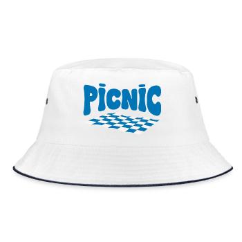 Blue and Plaid Picnic - Bucket Hat - white/navy - Front