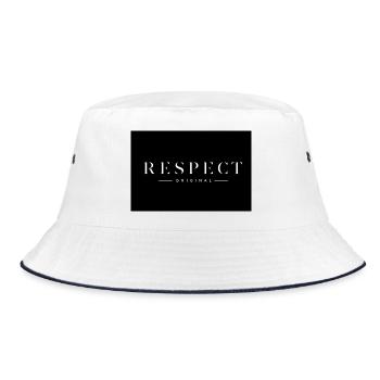 RESPECT Original Premium Typography Design - Bucket Hat - Weiß/Navy - Vorne