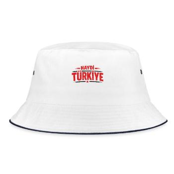 Haydi Türkiye Rotes Distressed Design - Bucket Hat - Weiß/Navy - Vorne
