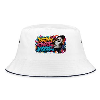 Traum Kreativ Inspire - Bucket Hat - Weiß/Navy - Vorne