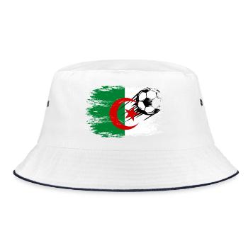 Algerien Flagge Fußball used - Bucket Hat - Weiß/Navy - Vorne