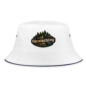 Geocaching - Bucket Hat - Weiß/Navy - Vorne