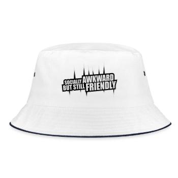 Socially Awkward But Still Friendly Funny Saying - Bucket Hat - white/navy - Front
