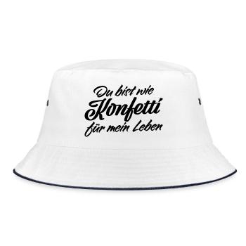 Du bist wie Konfetti Lebens Spruch - Bucket Hat - Weiß/Navy - Vorne