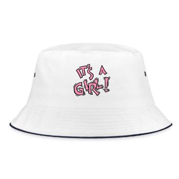 It's A Girl Retro Typography Design - Bucket Hat - white/navy - Front