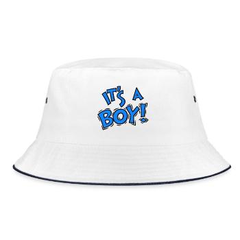 It's A Boy Retro Typography Design - Bucket Hat - white/navy - Front