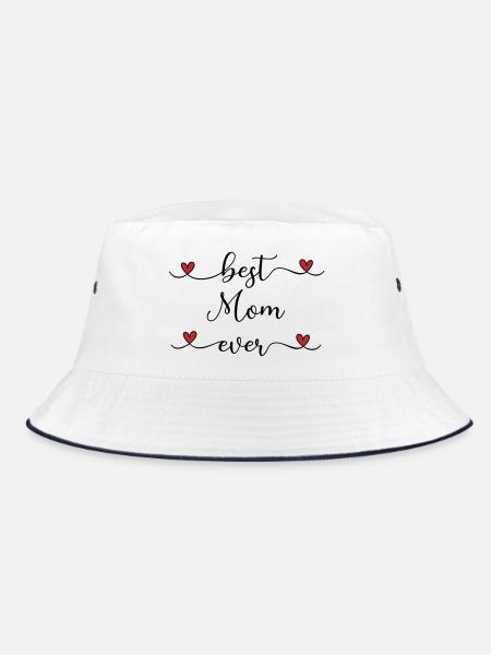 Mom Heart Gift - Bucket Hat - white/navy - Front