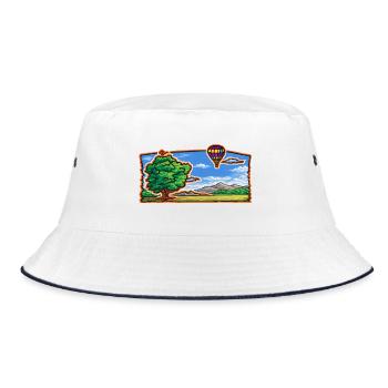 Ballon über Prärielandschaft - Bucket Hat - Weiß/Navy - Vorne