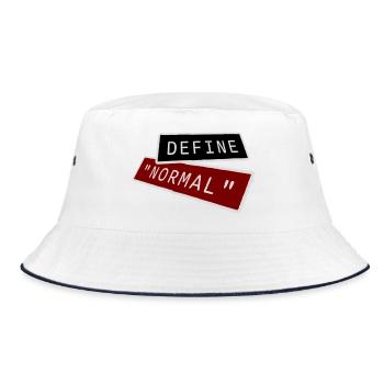 Define Normal Lustig Sarkastisch Definition Grafik - Bucket Hat - Weiß/Navy - Vorne