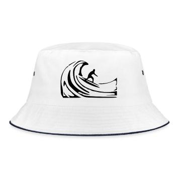 surf surfer wave gift summer vacation - Bucket Hat - white/navy - Front
