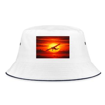 Sunset Flight in Ember Skies - Bucket Hat - white/navy - Front