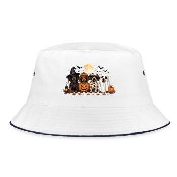 Halloween Dachshund Witch Pumpkin Mummy Ghost - Bucket Hat - white/navy - Front