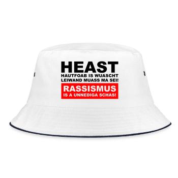 Hautfoab is wuascht - Anti-Rassismus Shirt im Wien - Bucket Hat - Weiß/Navy - Vorne