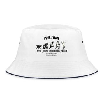 EVOLUTION  Von Affe zu Mensch  Montag - Wochenende - Bucket Hat - Weiß/Navy - Vorne
