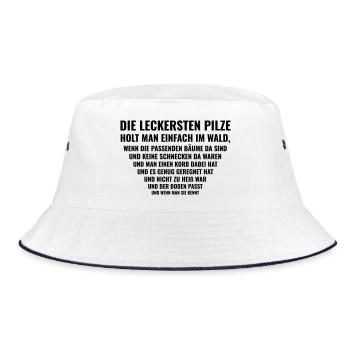 Pilze sammeln – Ganz einfach, theoretisch - Bucket Hat - Weiß/Navy - Vorne
